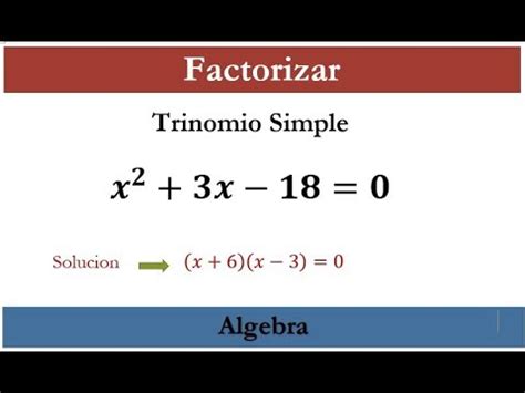 Factorizar Un Trinomio Simple YouTube