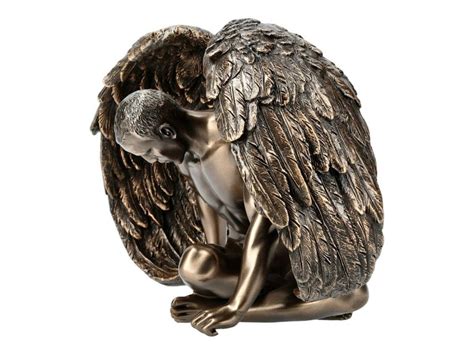 Winged Nude Male Angel Based On Hands Cold Cast Bronze Resin Statue