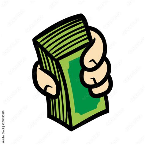 Cartoon Hand Holding Cash Money Stock Vector | Adobe Stock