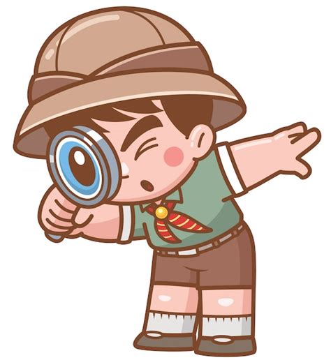 Ilustraci N De Vector De Safari Boy Con Lupa Vector Premium