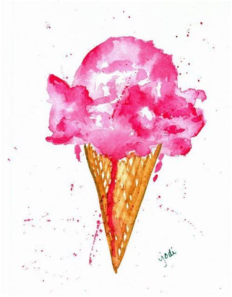 A Watercolor Ice Cream Cone Life In Between Ice Cream Cone Drawing