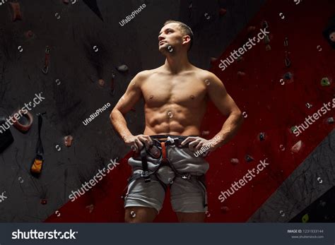 Portrait Muscular Rock Climber Posing Naked Stock Photo 1231933144 Shutterstock
