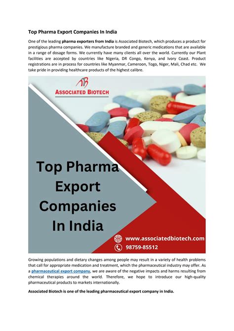 Top Medicine Export Company In India By Associated Biotech Issuu