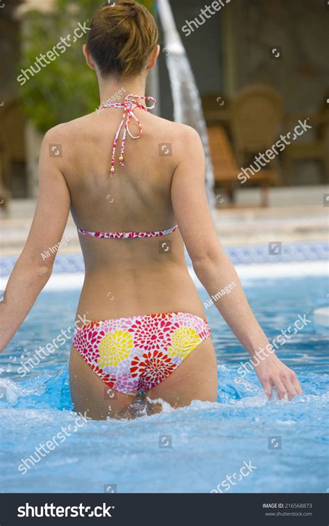 Woman Bikini Walking Swimming Pool Stock Photo Shutterstock