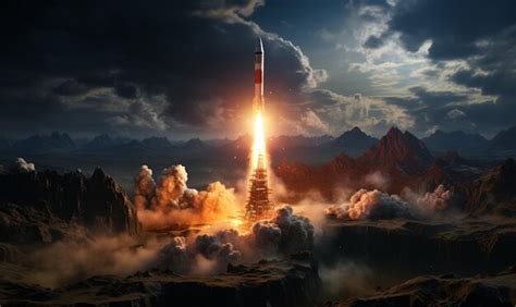 Premium Ai Image Arafed Image Of A Rocket Launching Into The Sky With