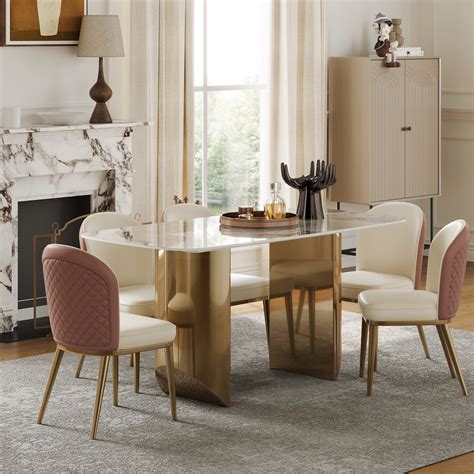 Everly Quinn Modern Rectangular Sintered Stone Dining Table Set | Wayfair