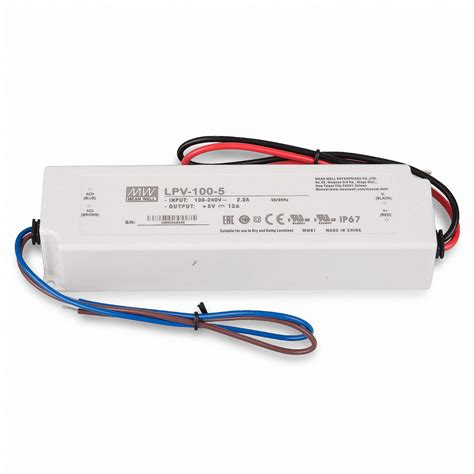 Mean Well LPV 100 5 SNT 5V DC 0 12A 60W IP67 Online Shop