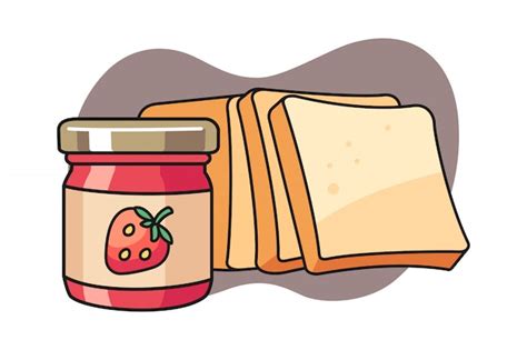 Premium Vector Bread And Jam Illustration