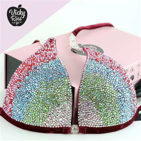 Competition Bling Bikini Suit By Vicky Ross Fit Cranberry Ombre Vicky Ross Fit