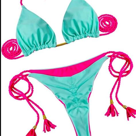 Amazon Swim Thong Bikini Swimsuit Brazilian Bottom Triangle Sexy Halter String Bikinis Top