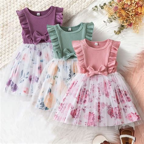 Baby Girl Flower Dress For 12m To 24m Cotton Casual Toddler Infant