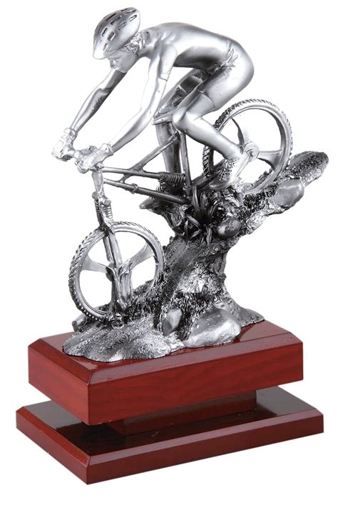 Trofeo de Ciclismo montaña en resina con acabado en plata online