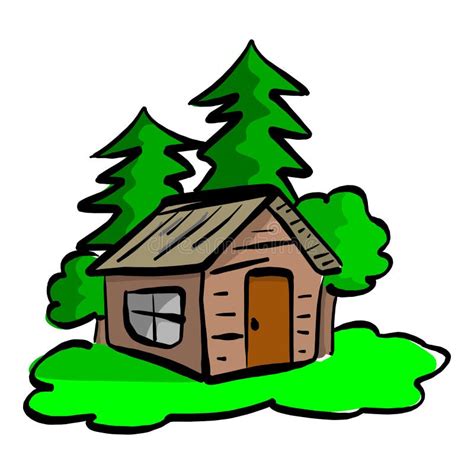 Wooden Cabin in the Woods Vector Illustration Sketch Hand Drawn Stock ...