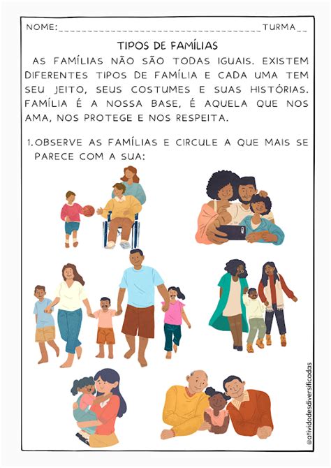 História Tipos de Famílias Atividades de família Atividades sobre