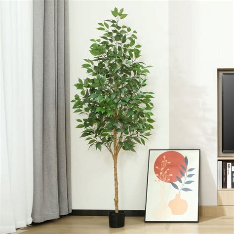 Free Shipping 6 Ft Realistic Artificial Ficus Tree In Pot Natural