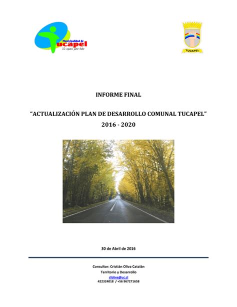 actualización plan de desarrollo comunal tucapel 2016