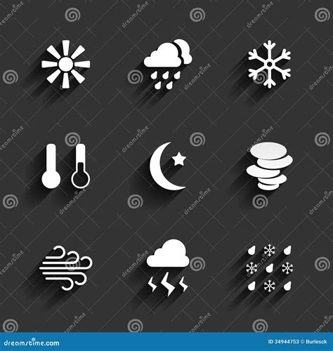 Weather Icons in Flat Design Style Stock Vector - Illustration of moon ...