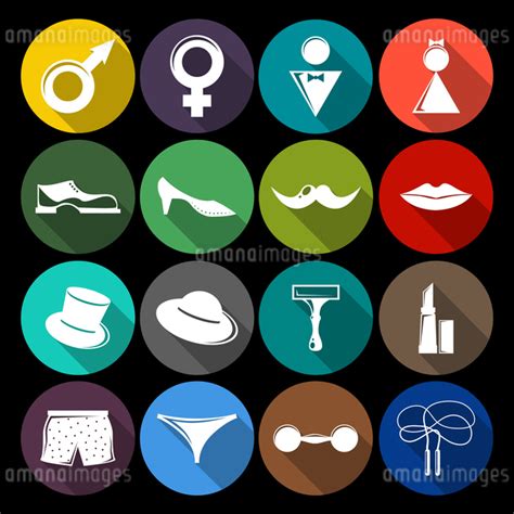 Human Sex Gender Symbols Restroom Flat Icons Set Isolated Vector Illustrationのベクター素材