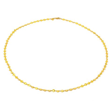 Long 24 Karat Yellow Gold Hammered Gold Coin Necklace at 1stDibs