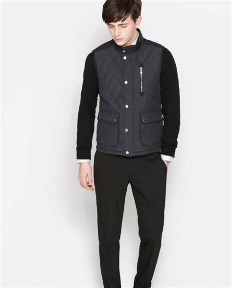 Moda Zara Jackets For Men Quilted Waistcoat With Contrasts