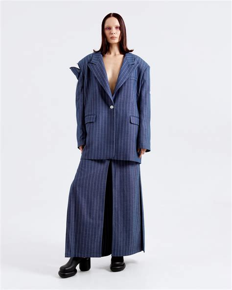 Юбка-макси в полоску с разрезами