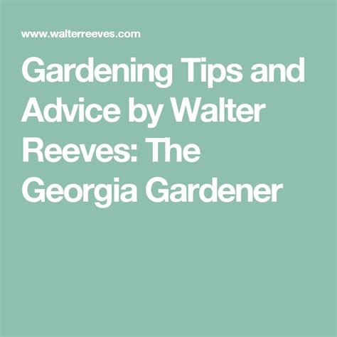 Gardening Tips And Advice By Walter Reeves The Georgia Gardener Food