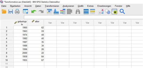 Datentransformation Und Berechnung Von Variablen In Spss