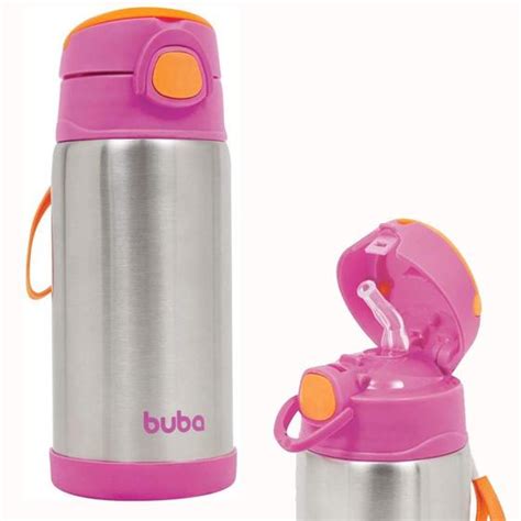 Garrafa Termica Buba Rosa - Garrafa térmica Parede Dupla Com Canudo 400ML Rosa Buba - Buba Baby ...
