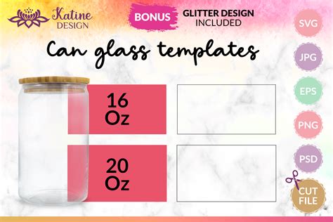 16 20 Oz Libbey Can Glass Template Wraps Gráfico Por Katine Design · Creative Fabrica