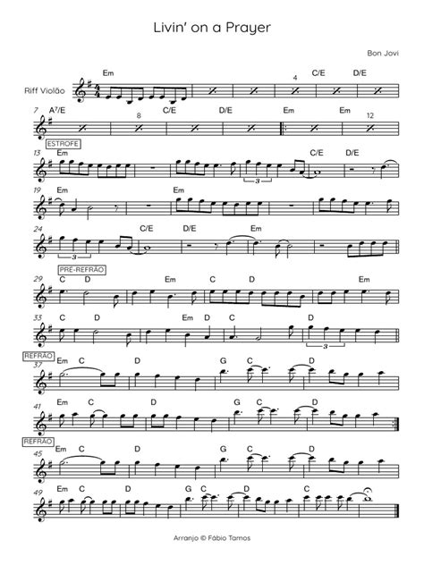 13 Livin On A Prayer Solo Em Partitura Completa Pdf