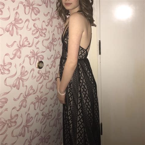 Beautiful Nude And Black Lace Prom Dress FREE Depop