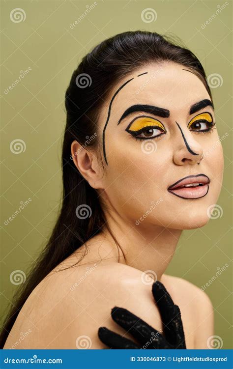 Mysterious Brunette Woman With Yellow Eyes Stock Image Image Of Chic Fashionable 330046873