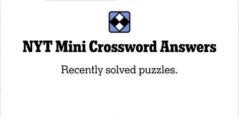 Mini Crossword NYT Answers