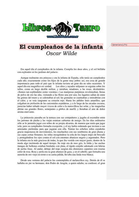 Wilde Oscar El Cumplea Os De La Infanta El Cumplea Os De La