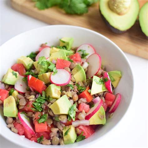 From @everydaysalads - “Day 13 Avocado and Lentil Salad Ingredients: 1/ ...