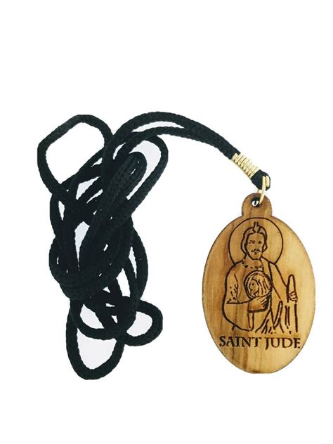 12 X Saint Jude Olive Wood Medal Pendant Necklace Jerusalem San Judas Tadeo Cord - Medals