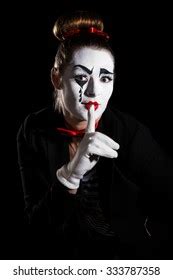 Female Mime Artist Over Black Background Stock Photo 333787358 ...