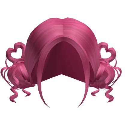 Y2K Curly Preppy Loose Heart Buns Hot Pink Roblox