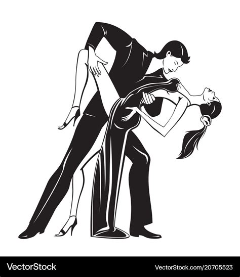 Couple dancers in romantic move Royalty Free Vector Image