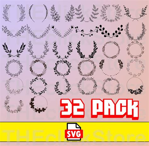 32 Wreath Svg Bundle Floral Wreath Bundle Laurel Wreath Svg Flower Svg