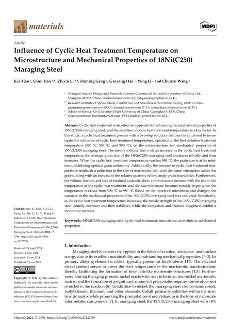 Pdf Influence Of Cyclic Heat Treatment Temperature On Microstructure