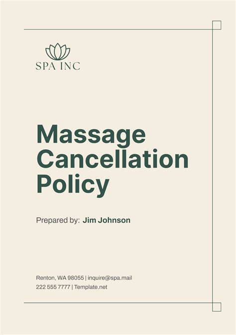 Free Massage Cancellation Policy Template Edit Online And Download