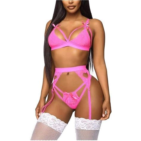 Dames Lingerie Rotique Sexy Dentelle Sangle Porte Jarretelles Ensemble