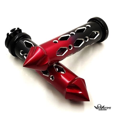 Httmt Black Red Cruiser Motorcycle 78 Inch Spike Hand Grips