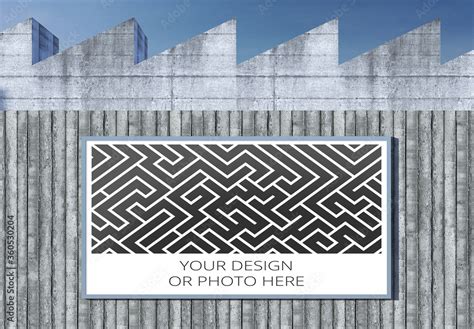 Brutalist Architecture Wall Horizontal Billboards Mockup Stock Template | Adobe Stock