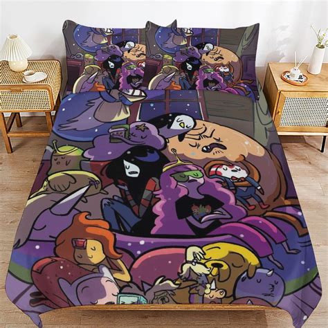 Adventure Time 3 Pieces Bedding Set 3d Printed Lightweight Bed Quilt