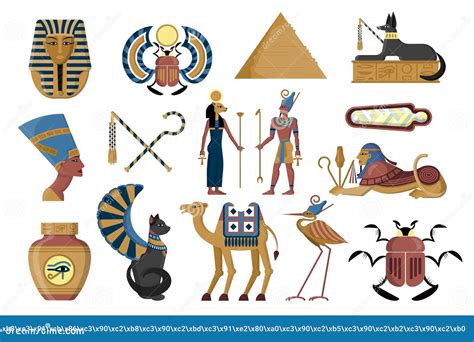 Egyptian Symbols Ancient Egypt God And Pharaoh With Scepters