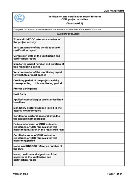 Fillable Online Cdm Unfccc CDM VCR FORM Regulatory Fax Email Print