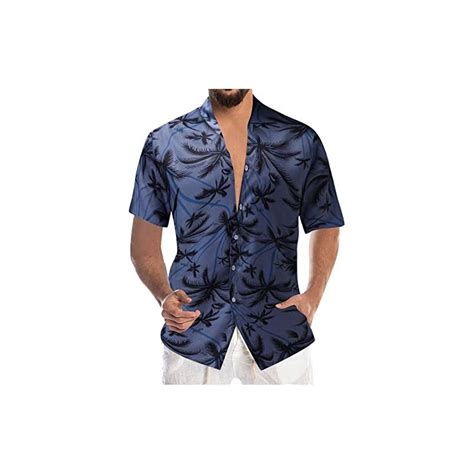 FASLOLSDP Camicia Hawaiana Da Uomo Con Colletto Alto A Maniche Corte