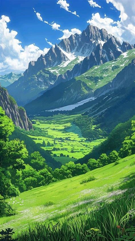 Beautiful Natural Mountains Landscape Art Wallpaper